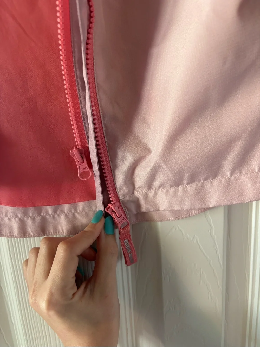 Eddie Bauer Girls Pink Two-Tone Hooded Raincoat